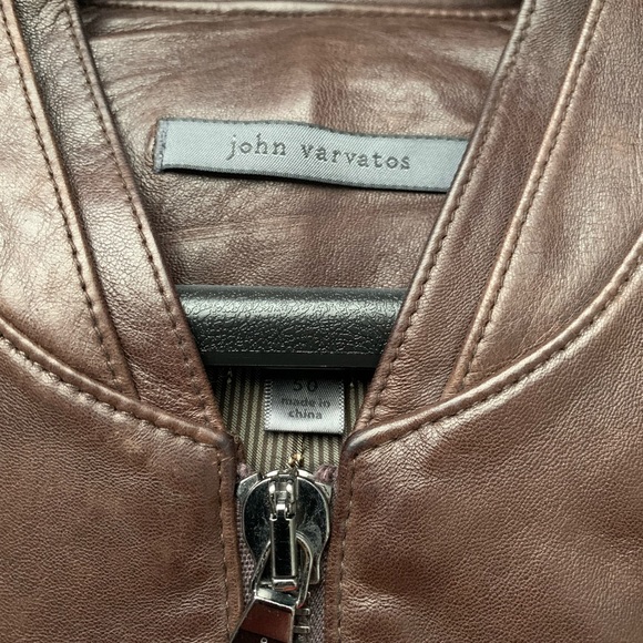 John Varvatos Designer Brown Leather Jacket NWOT - Picture 6 of 11